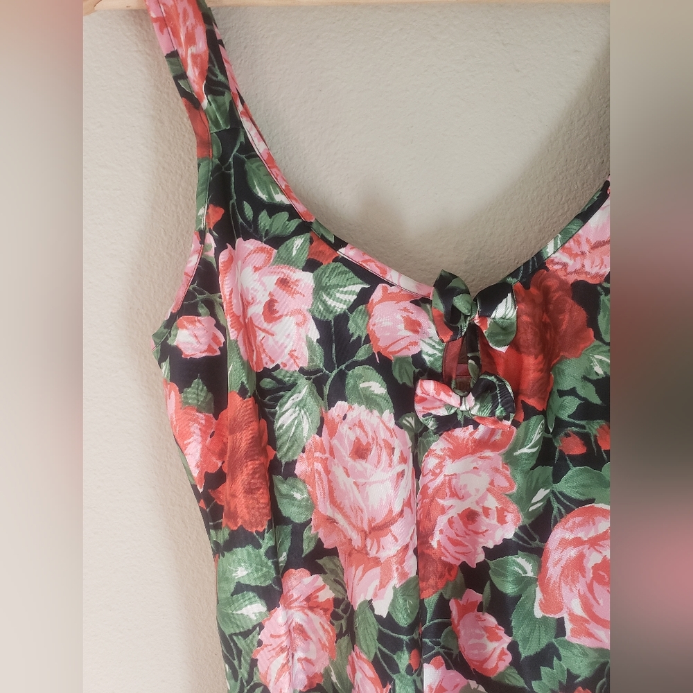 Vintage Audrey Lane Silk Roses Slip Dress size small